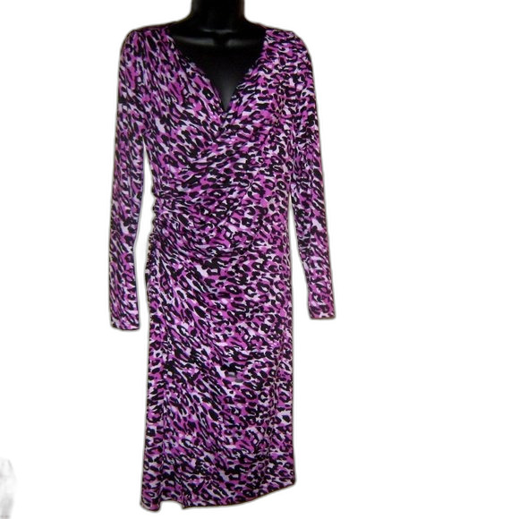 Avon Small Purple Animal Print Wrap Dress - Picture 1 of 6